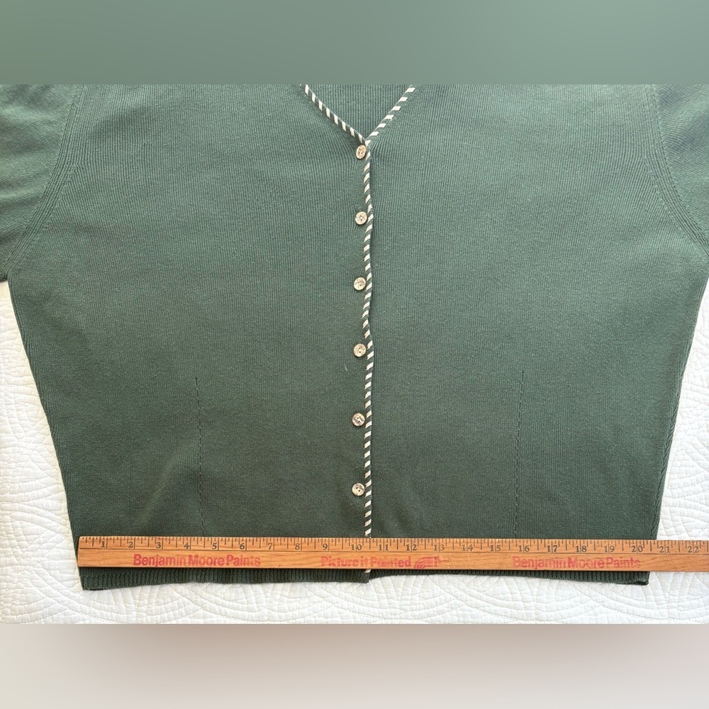 Vintage Hunter Green Knit Cardigan with Embroidered detailing XL - Picture 6 of 7